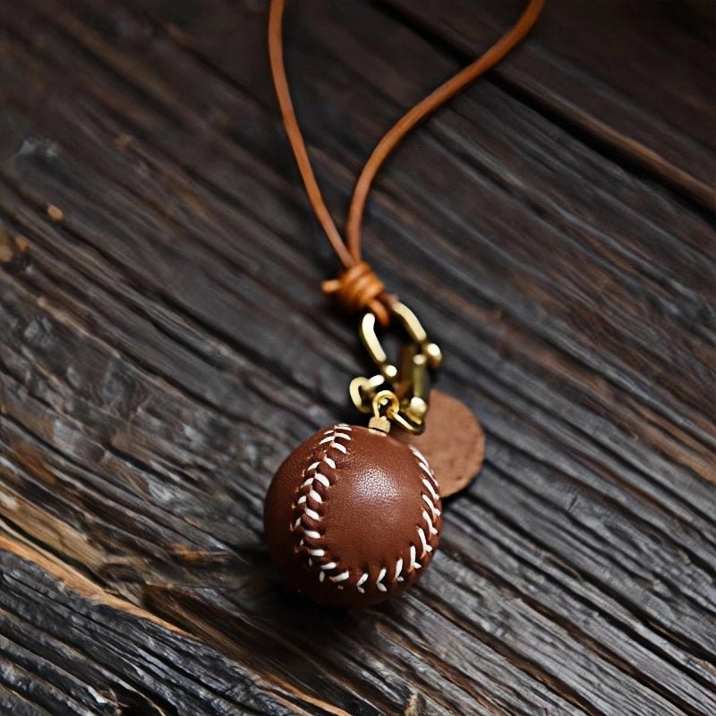 Handcrafted Leather Baseball Bag Charm – Genuine Cowhide, Keychain or Bag Accessory, Thoughtful Gift for Sports Lovers - shewearing