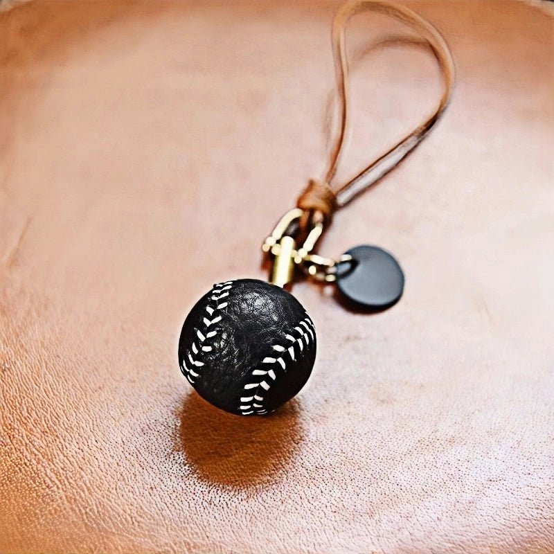 Handcrafted Leather Baseball Bag Charm – Genuine Cowhide, Keychain or Bag Accessory, Thoughtful Gift for Sports Lovers - shewearing