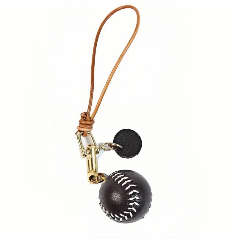 Handcrafted Leather Baseball Bag Charm – Genuine Cowhide, Keychain or Bag Accessory, Thoughtful Gift for Sports Lovers - shewearing