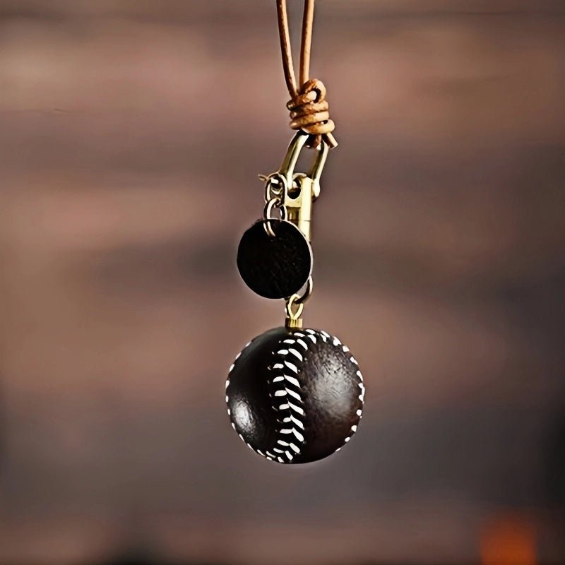 Handcrafted Leather Baseball Bag Charm – Genuine Cowhide, Keychain or Bag Accessory, Thoughtful Gift for Sports Lovers - shewearing