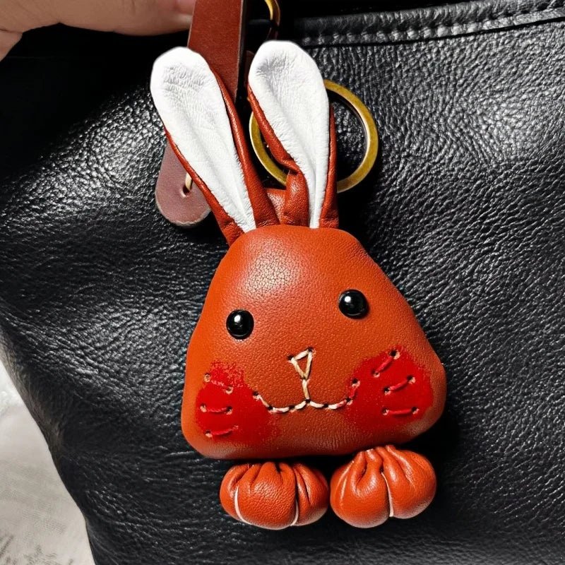 Handcrafted Leather Bunny Bag Charm – Whimsical Rabbit Design, Unique Gift for Men & Women - shewearing