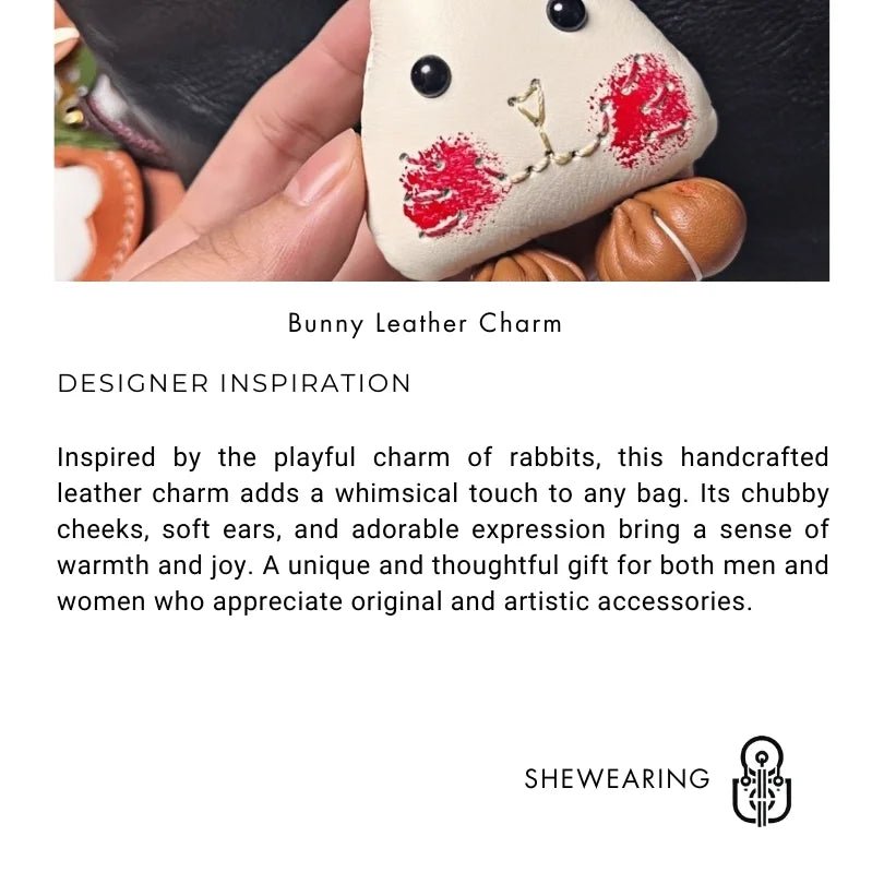 Handcrafted Leather Bunny Bag Charm – Whimsical Rabbit Design, Unique Gift for Men & Women - shewearing