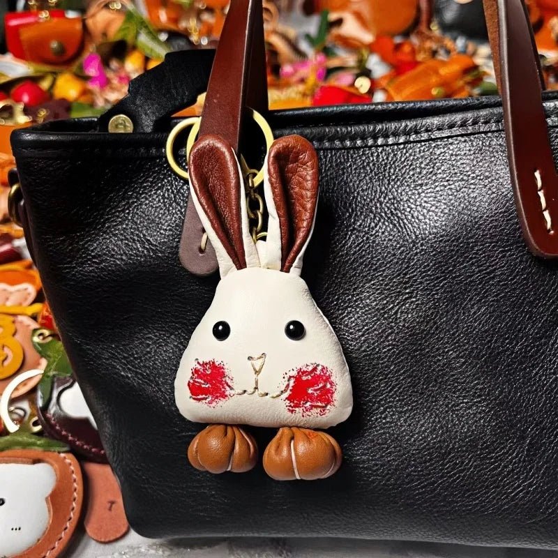 Handcrafted Leather Bunny Bag Charm – Whimsical Rabbit Design, Unique Gift for Men & Women - shewearing