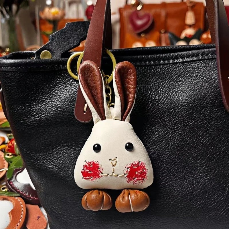 Handcrafted Leather Bunny Bag Charm – Whimsical Rabbit Design, Unique Gift for Men & Women - shewearing