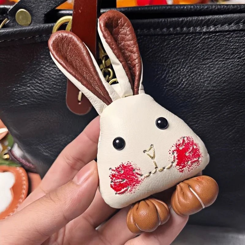 Handcrafted Leather Bunny Bag Charm – Whimsical Rabbit Design, Unique Gift for Men & Women - shewearing
