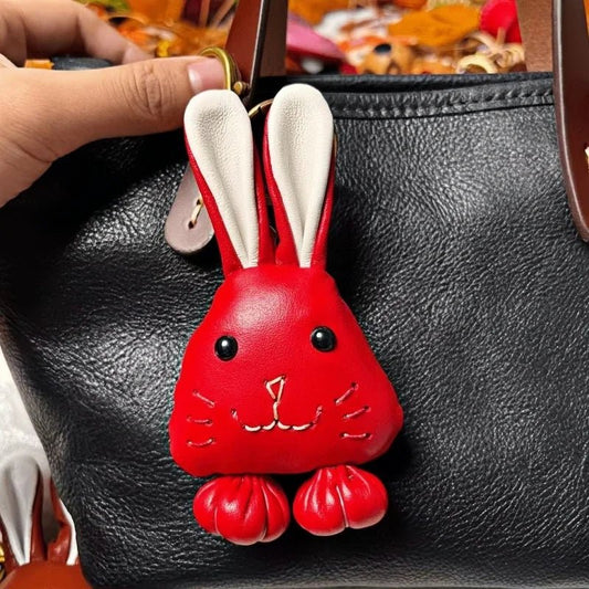 Handcrafted Leather Bunny Bag Charm – Whimsical Rabbit Design, Unique Gift for Men & Women - shewearing