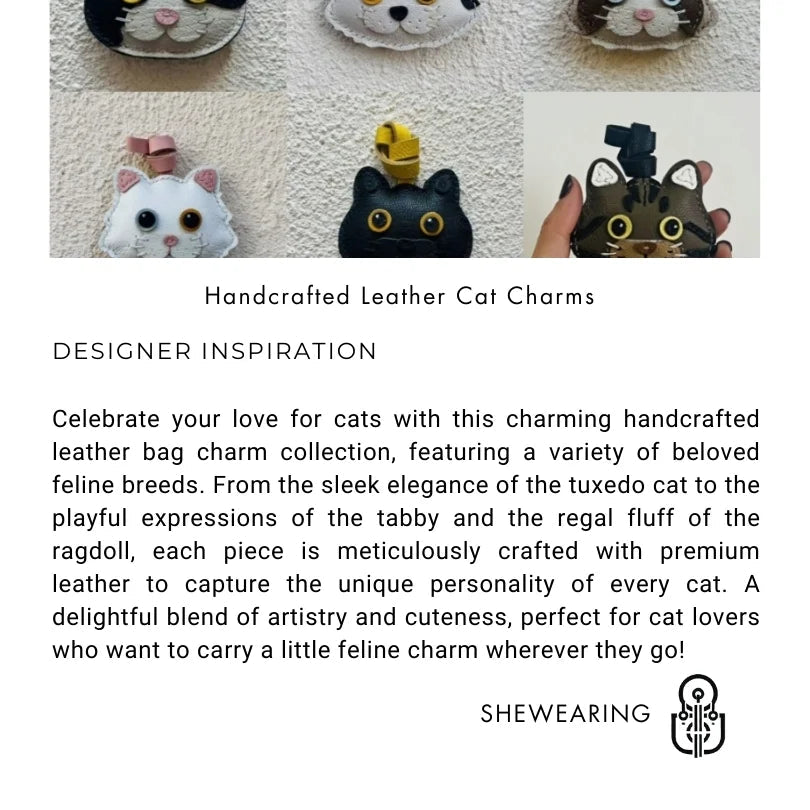 Handcrafted Leather Cat Breed Charm – British Shorthair, Ragdoll, Devon Rex & More - shewearing