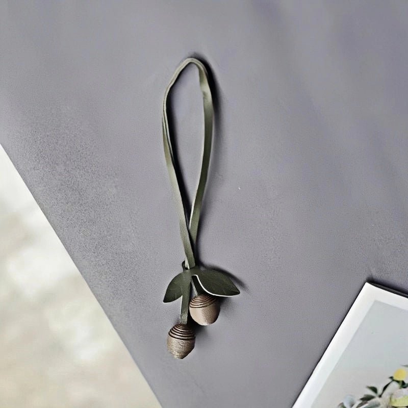 Handcrafted Leather Cherry Bag Charm – Full - Grain Cowhide, Nature - Inspired Design, Whimsical Accessory for Women, Elegant Gift Idea - shewearing