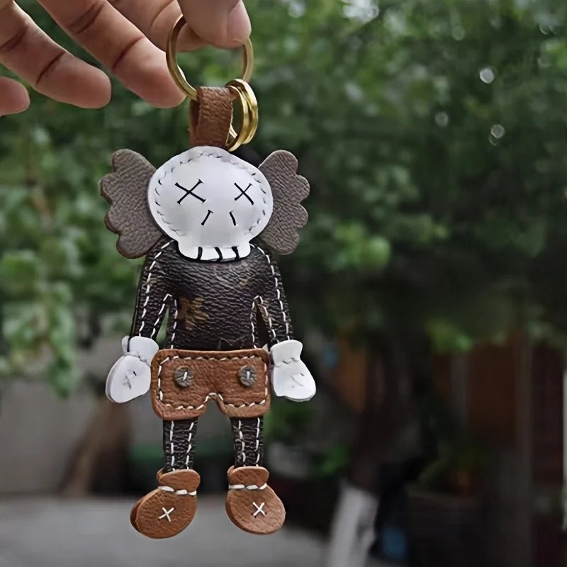 Handcrafted Leather Doll Charm – French Goatskin Keychain for Bags, Unisex Birthday Gift, Unique Trendy Style - shewearing