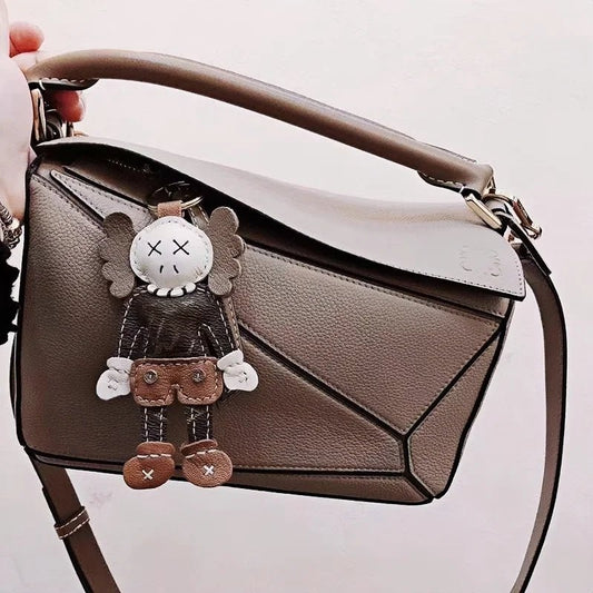 Handcrafted Leather Doll Charm – French Goatskin Keychain for Bags, Unisex Birthday Gift, Unique Trendy Style - shewearing