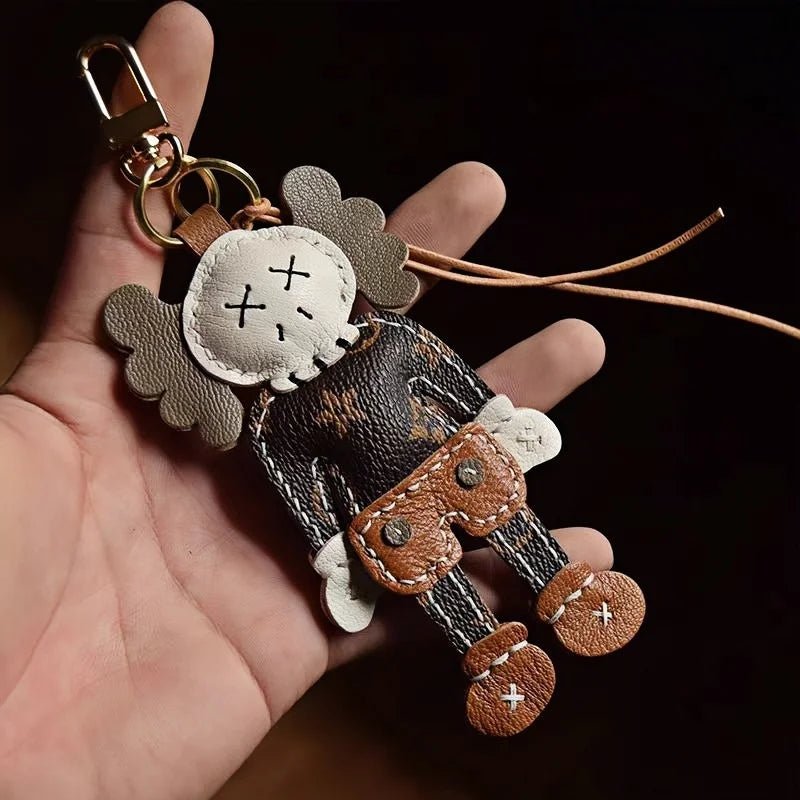 Handcrafted Leather Doll Charm – French Goatskin Keychain for Bags, Unisex Birthday Gift, Unique Trendy Style - shewearing