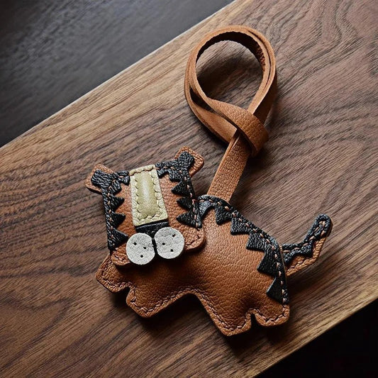 Handcrafted Leather Tiger Bag Charm – Unique Designer Keychain & Accessories Gift - shewearing