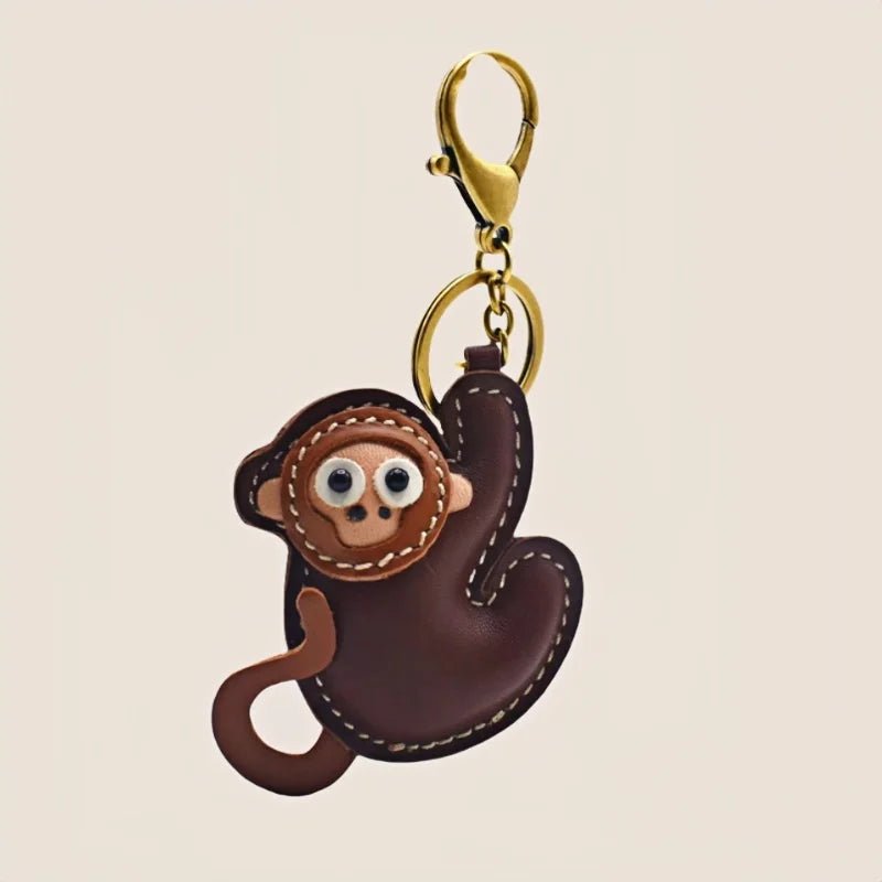 Handcrafted Lucky Monkey Leather Bag Charm – Full - Grain Leather Keychain | Zodiac Monkey Pendant | Car & Handbag Decoration - shewearing
