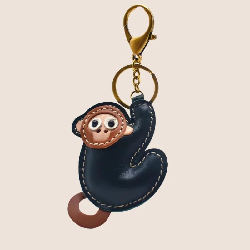 Handcrafted Lucky Monkey Leather Bag Charm – Full - Grain Leather Keychain | Zodiac Monkey Pendant | Car & Handbag Decoration - shewearing