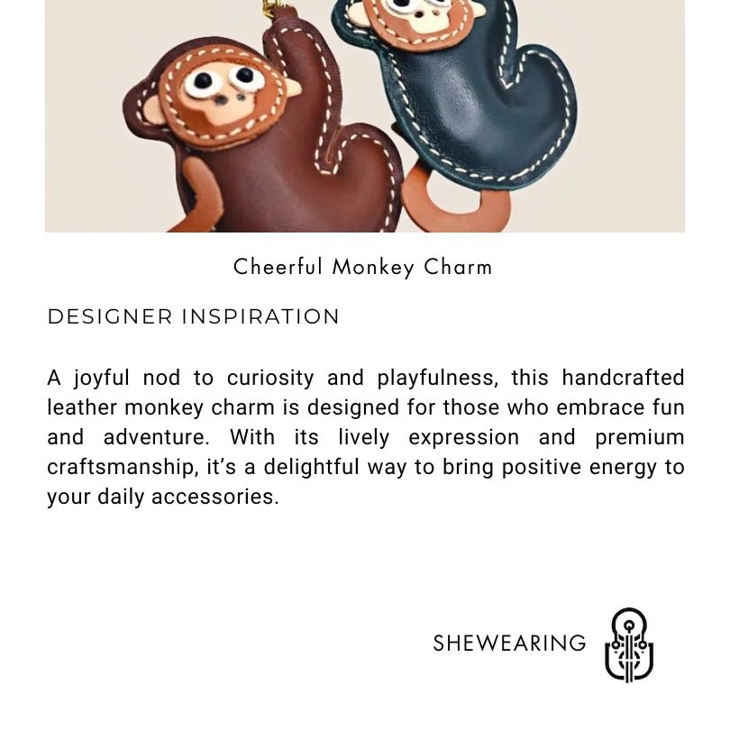Handcrafted Lucky Monkey Leather Bag Charm – Full - Grain Leather Keychain | Zodiac Monkey Pendant | Car & Handbag Decoration - shewearing
