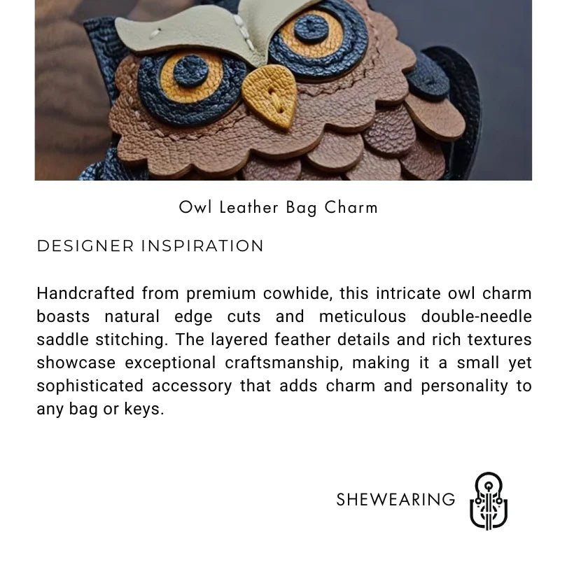 Handcrafted Owl Leather Bag Charm | Keychain | Premium Quality | Unique and Sophisticated Design - shewearing