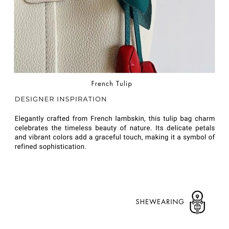 Handcrafted Pink Tulip Bag Charm in Premium French Lambskin – Elegant Floral Design for Bags and Keys, Artisan - Made Gift for Her - shewearing