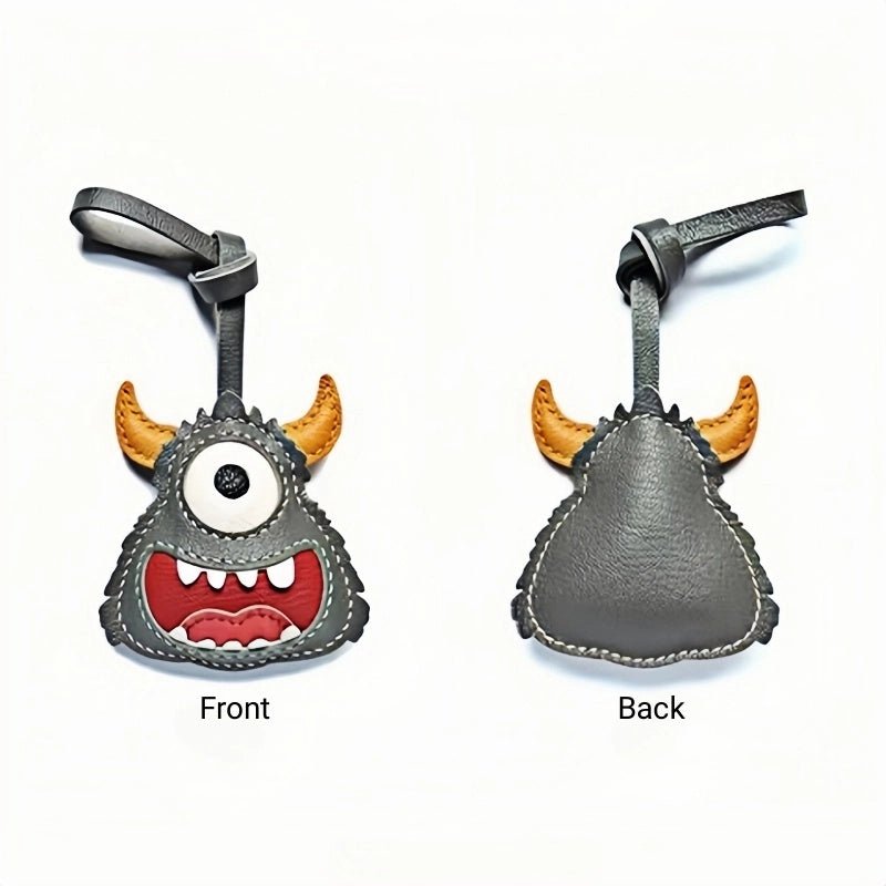 Handcrafted Playful Monster Bag Charm – French Full - Grain Goatskin, Creative Fun Design, Keychain and Bag Accessory, Perfect for Unique Gifting - shewearing