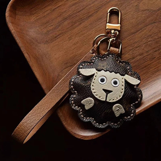 Handcrafted Sheep Leather Bag Charm – Vintage - Inspired Full - Grain Leather Keychain for Bags & Cars – Artisanal Gift for Men & Women - shewearing