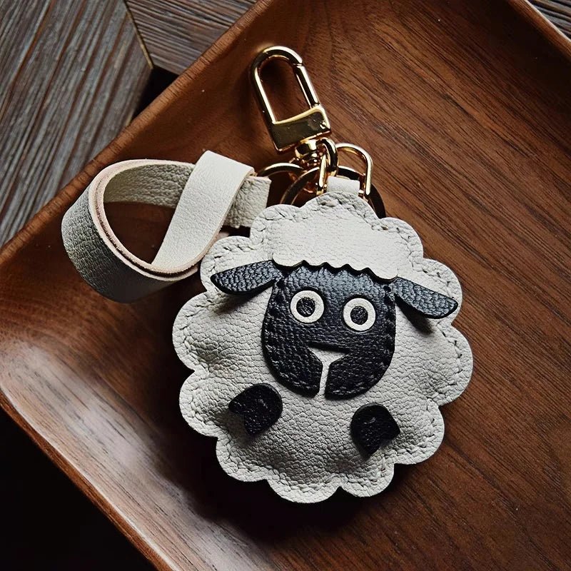 Handcrafted Sheep Leather Bag Charm – Vintage - Inspired Full - Grain Leather Keychain for Bags & Cars – Artisanal Gift for Men & Women - shewearing