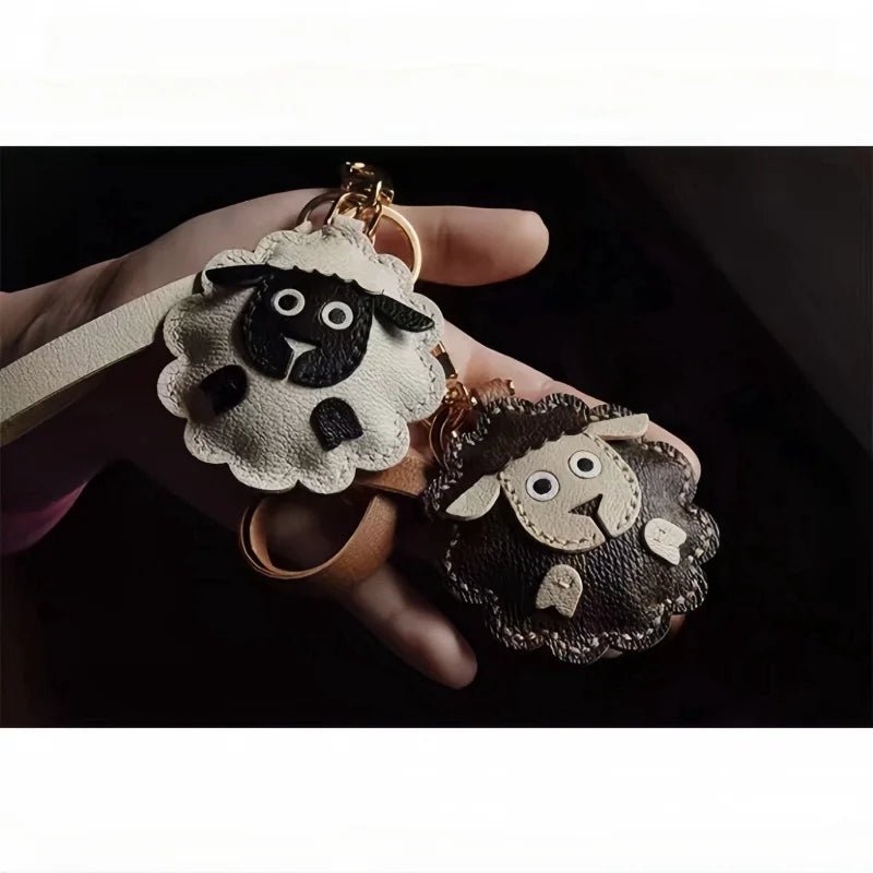 Handcrafted Sheep Leather Bag Charm – Vintage - Inspired Full - Grain Leather Keychain for Bags & Cars – Artisanal Gift for Men & Women - shewearing