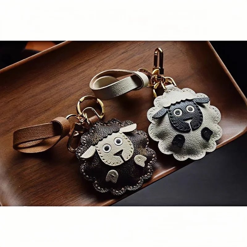 Handcrafted Sheep Leather Bag Charm – Vintage - Inspired Full - Grain Leather Keychain for Bags & Cars – Artisanal Gift for Men & Women - shewearing