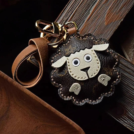 Handcrafted Sheep Leather Bag Charm – Vintage - Inspired Full - Grain Leather Keychain for Bags & Cars – Artisanal Gift for Men & Women - shewearing