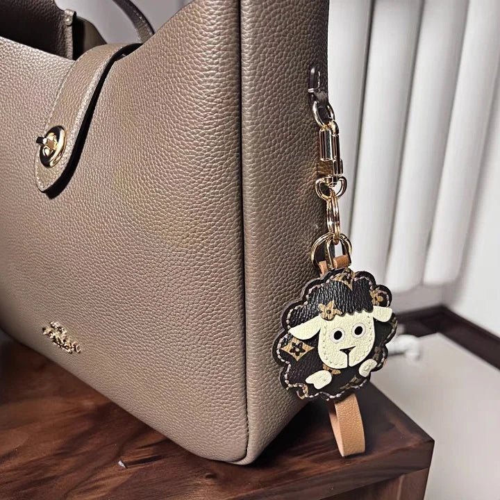 Handcrafted Sheep Leather Bag Charm – Vintage - Inspired Full - Grain Leather Keychain for Bags & Cars – Artisanal Gift for Men & Women - shewearing