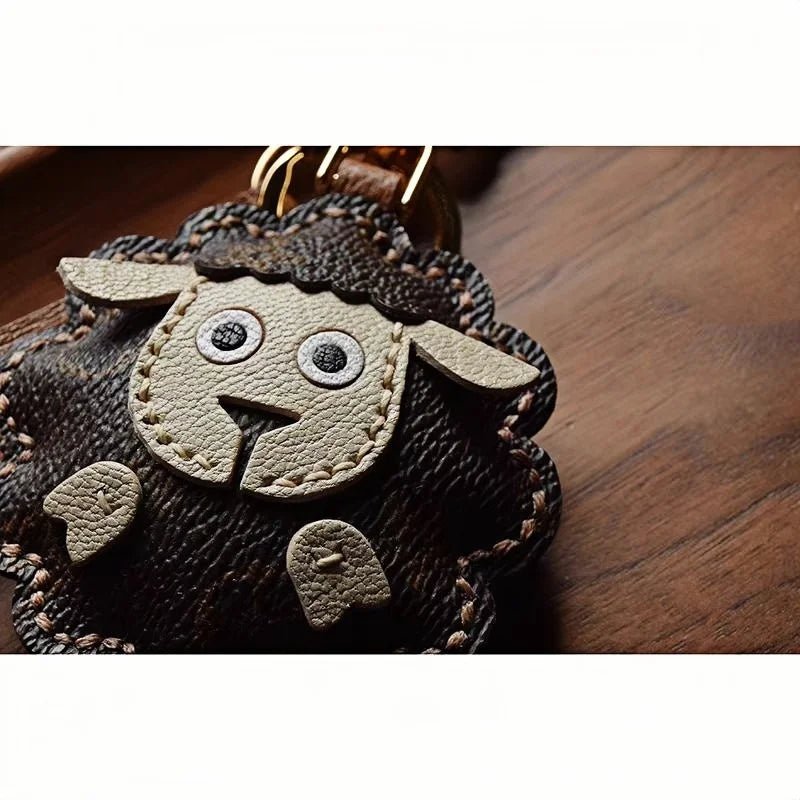 Handcrafted Sheep Leather Bag Charm – Vintage - Inspired Full - Grain Leather Keychain for Bags & Cars – Artisanal Gift for Men & Women - shewearing