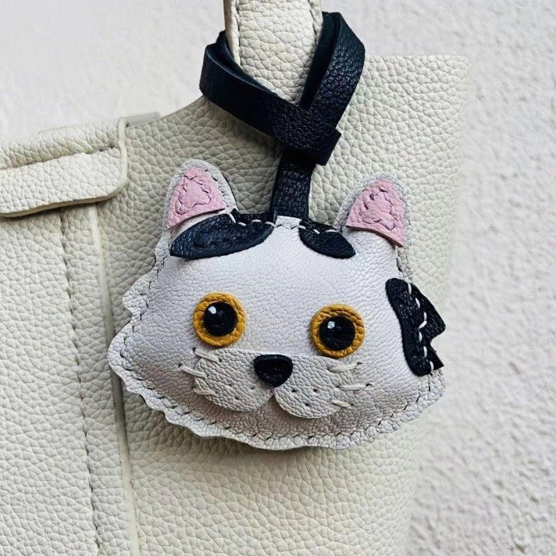 Handcrafted Sheepskin Cat Bag Charm – Adorable Key Accessory for Pet Lovers - shewearing