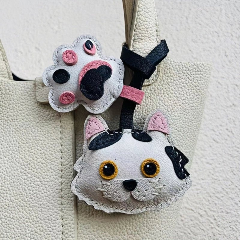 Handcrafted Sheepskin Cat Bag Charm – Adorable Key Accessory for Pet Lovers - shewearing