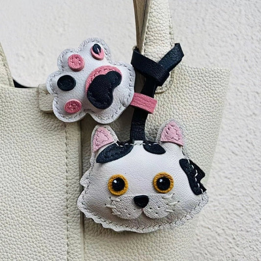 Handcrafted Sheepskin Cat Bag Charm – Adorable Key Accessory for Pet Lovers - shewearing