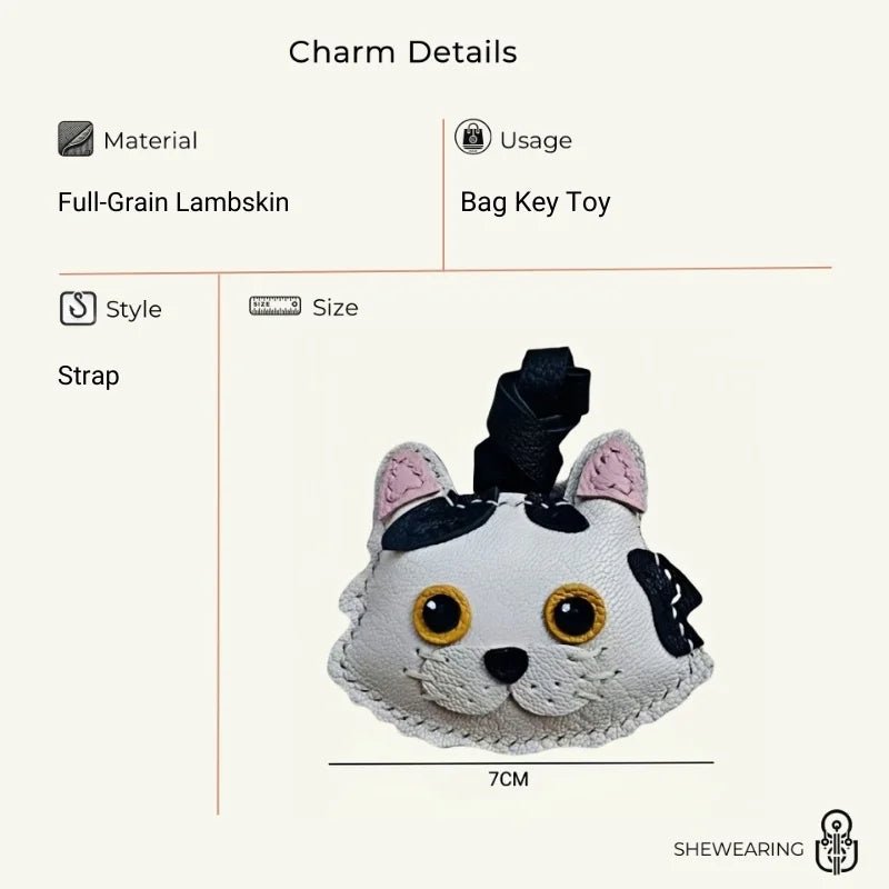 Handcrafted Sheepskin Cat Bag Charm – Adorable Key Accessory for Pet Lovers - shewearing