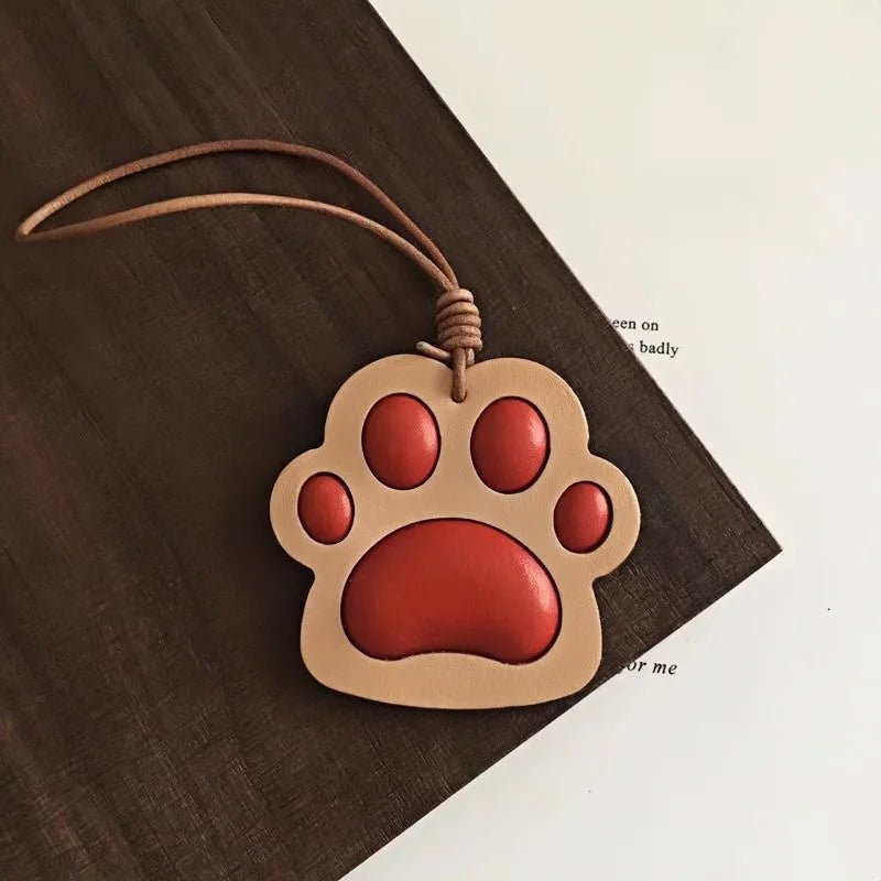 Handcrafted Vegetable - Tanned Leather Paw Charm – Cat & Dog Paw Bag Charm, Unique Gift for Pet Lovers - shewearing
