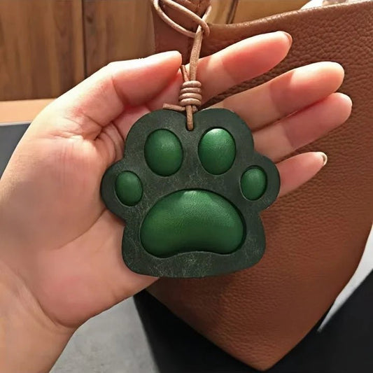 Handcrafted Vegetable - Tanned Leather Paw Charm – Cat & Dog Paw Bag Charm, Unique Gift for Pet Lovers - shewearing