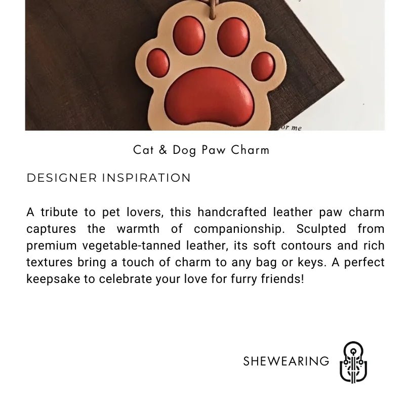 Handcrafted Vegetable - Tanned Leather Paw Charm – Cat & Dog Paw Bag Charm, Unique Gift for Pet Lovers - shewearing