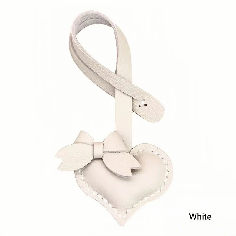 Heart - Shaped Bow Tie Leather Bag Charm | Minimalist Design | Handcrafted | Versatile and Elegant Gift - shewearing