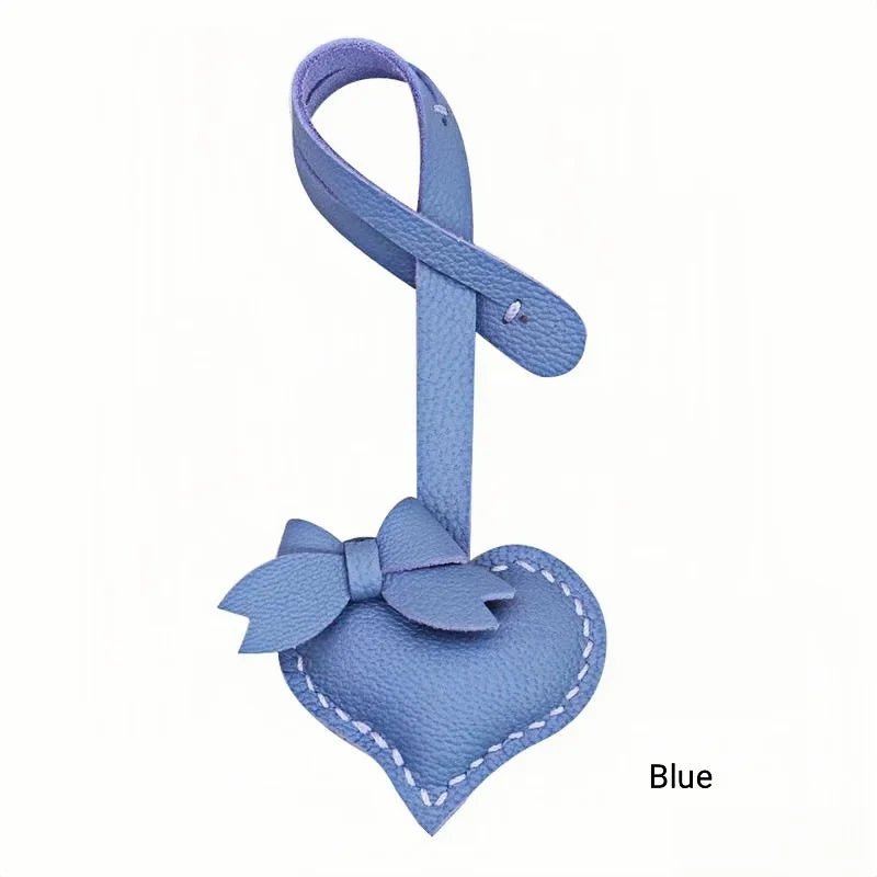 Heart - Shaped Bow Tie Leather Bag Charm | Minimalist Design | Handcrafted | Versatile and Elegant Gift - shewearing
