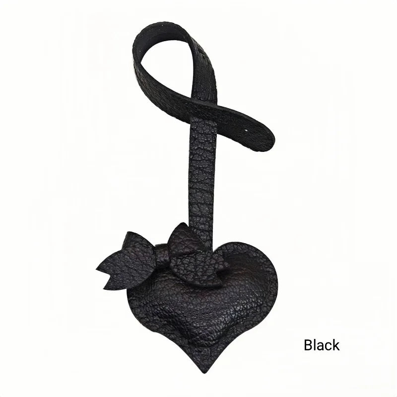Heart - Shaped Bow Tie Leather Bag Charm | Minimalist Design | Handcrafted | Versatile and Elegant Gift - shewearing