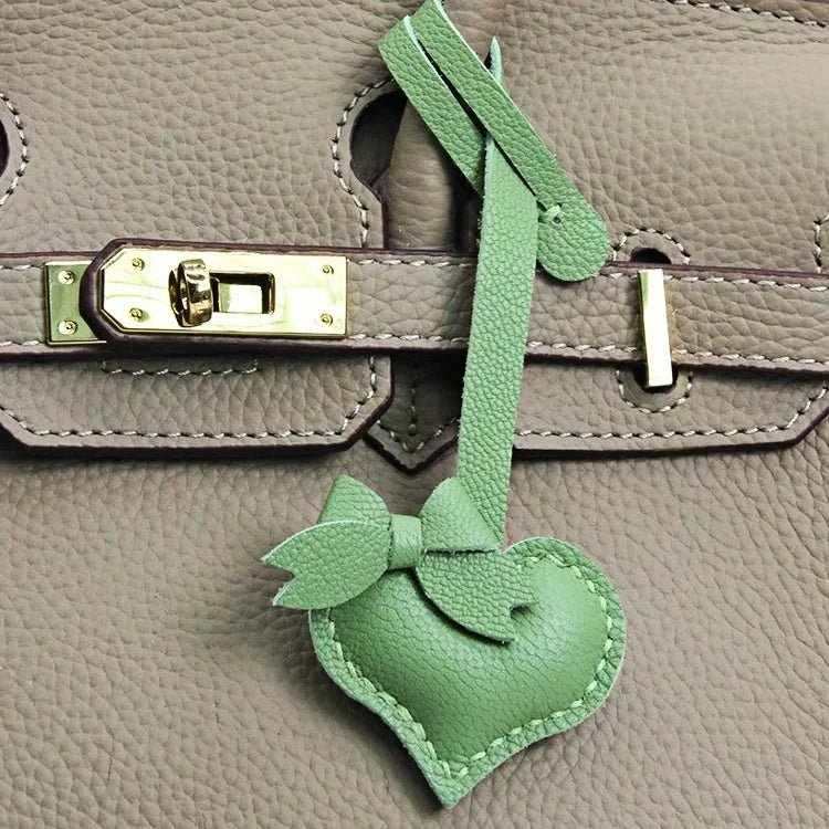 Heart - Shaped Bow Tie Leather Bag Charm | Minimalist Design | Handcrafted | Versatile and Elegant Gift - shewearing