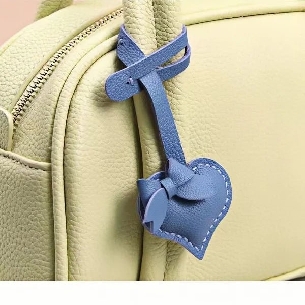 Heart - Shaped Bow Tie Leather Bag Charm | Minimalist Design | Handcrafted | Versatile and Elegant Gift - shewearing