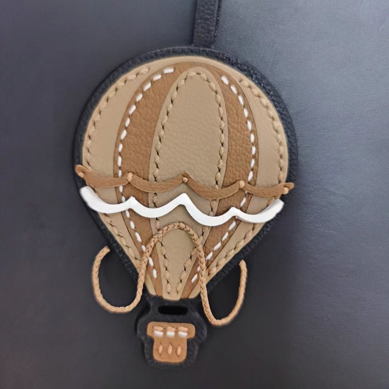 Hot Air Balloon Leather Bag Charm Premium French Goatskin Unique Handcrafted Gift - shewearing