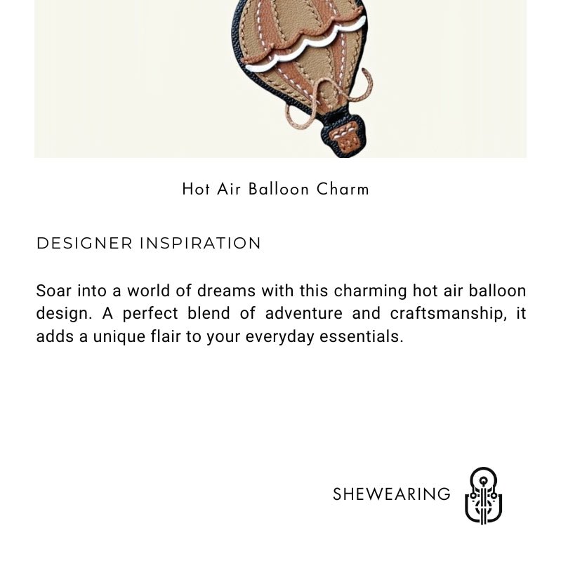 Hot Air Balloon Leather Bag Charm Premium French Goatskin Unique Handcrafted Gift - shewearing