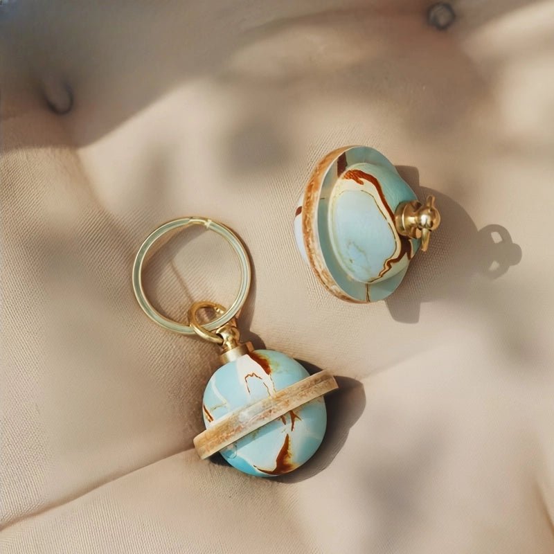 Landing Planet Bell Bag Charm Handcrafted Full - Grain Leather, Bell - Shaped Planetary Charm for Keys or Bags, Unique Gift for All - shewearing