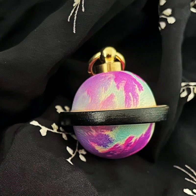 Landing Planet Bell Bag Charm Handcrafted Full - Grain Leather, Bell - Shaped Planetary Charm for Keys or Bags, Unique Gift for All - shewearing