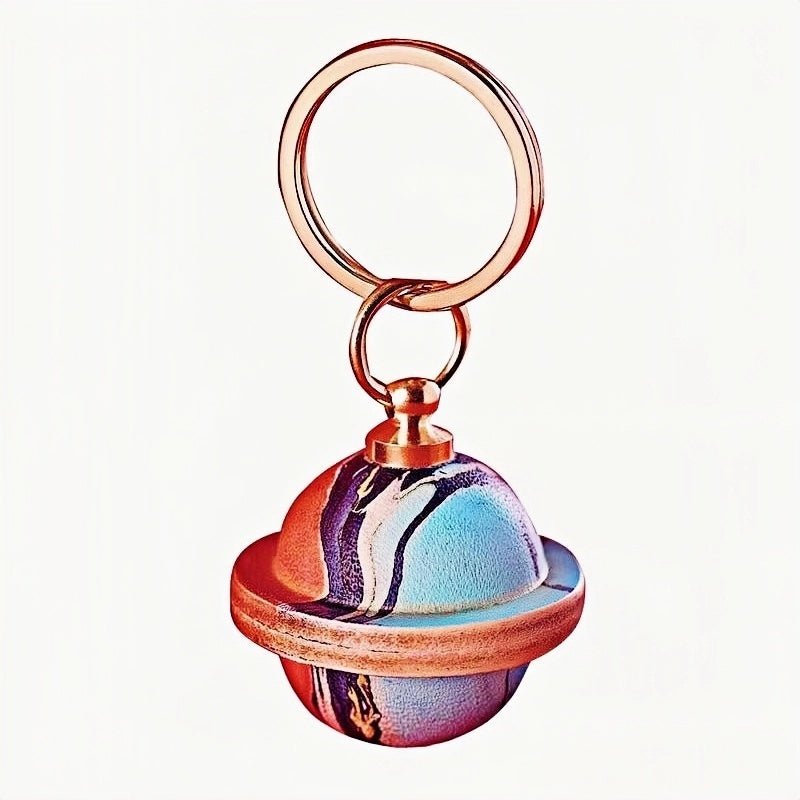 Landing Planet Bell Bag Charm Handcrafted Full - Grain Leather, Bell - Shaped Planetary Charm for Keys or Bags, Unique Gift for All - shewearing