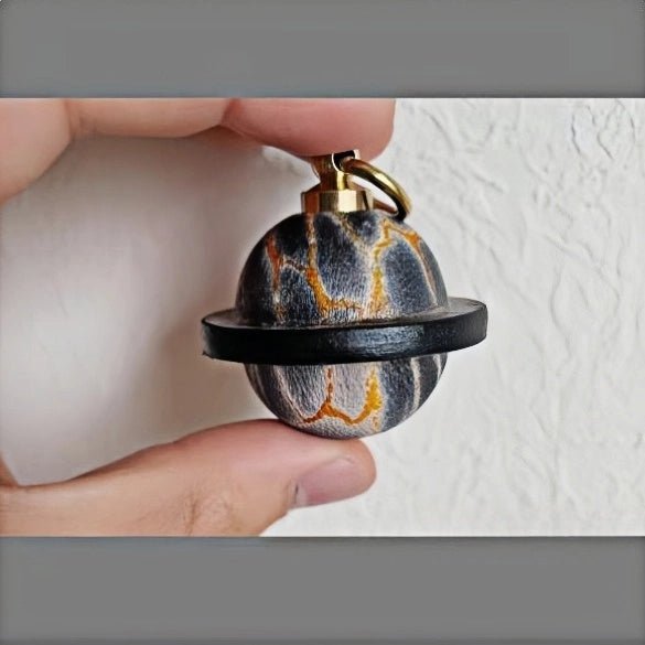 Landing Planet Bell Bag Charm Handcrafted Full - Grain Leather, Bell - Shaped Planetary Charm for Keys or Bags, Unique Gift for All - shewearing
