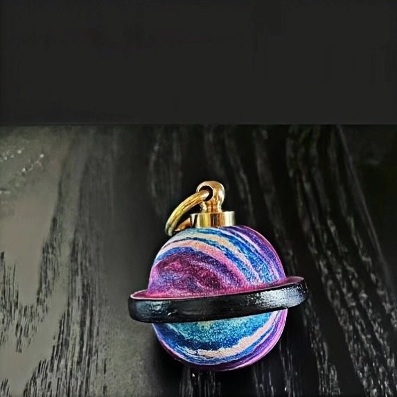 Landing Planet Bell Bag Charm Handcrafted Full - Grain Leather, Bell - Shaped Planetary Charm for Keys or Bags, Unique Gift for All - shewearing