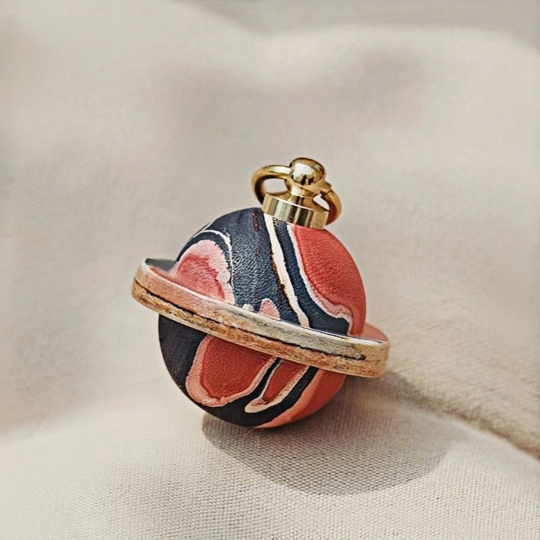 Landing Planet Bell Bag Charm Handcrafted Full - Grain Leather, Bell - Shaped Planetary Charm for Keys or Bags, Unique Gift for All - shewearing