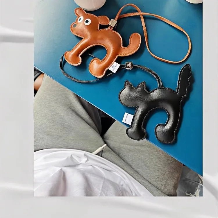 Leather Bag Charm – Playful Orange Cat Keychain Doll for Couples and Festive Gifting - shewearing